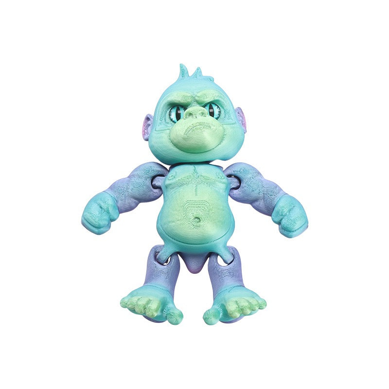3D printed creative animal model figurines of an angry gorilla with movable joints