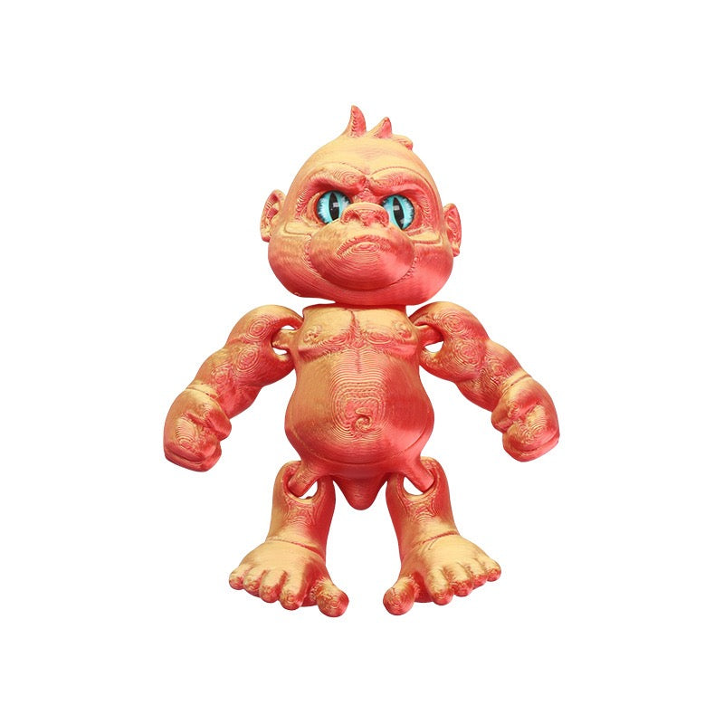 3D printed creative animal model figurines of an angry gorilla with movable joints
