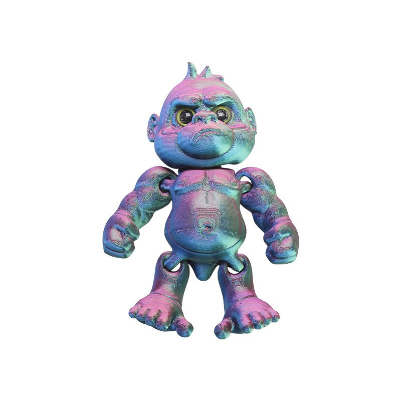 3D printed creative animal model figurines of an angry gorilla with movable joints