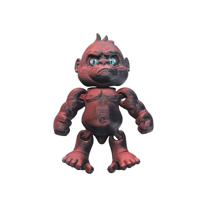 3D printed creative animal model figurines of an angry gorilla with movable joints
