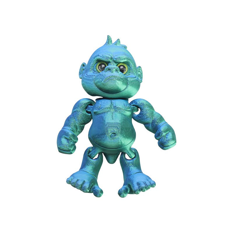 3D printed creative animal model figurines of an angry gorilla with movable joints