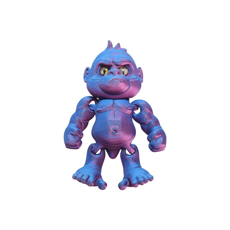 3D printed creative animal model figurines of an angry gorilla with movable joints