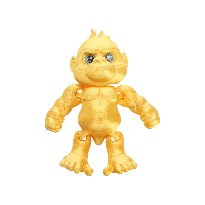 3D printed creative animal model figurines of an angry gorilla with movable joints