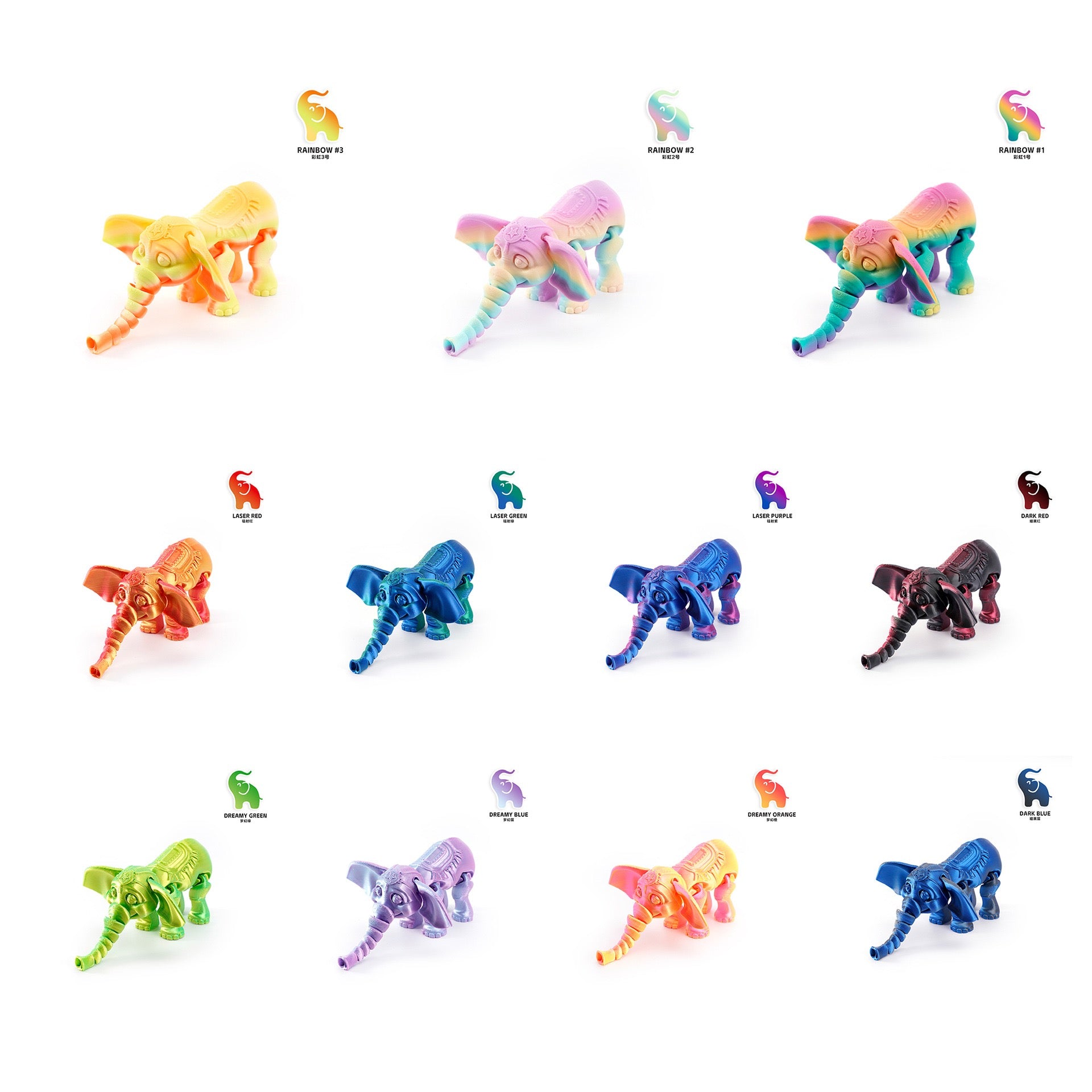 3D printed cross-border best-selling little elephant activity joint desktop figurine forest animal cute big ears