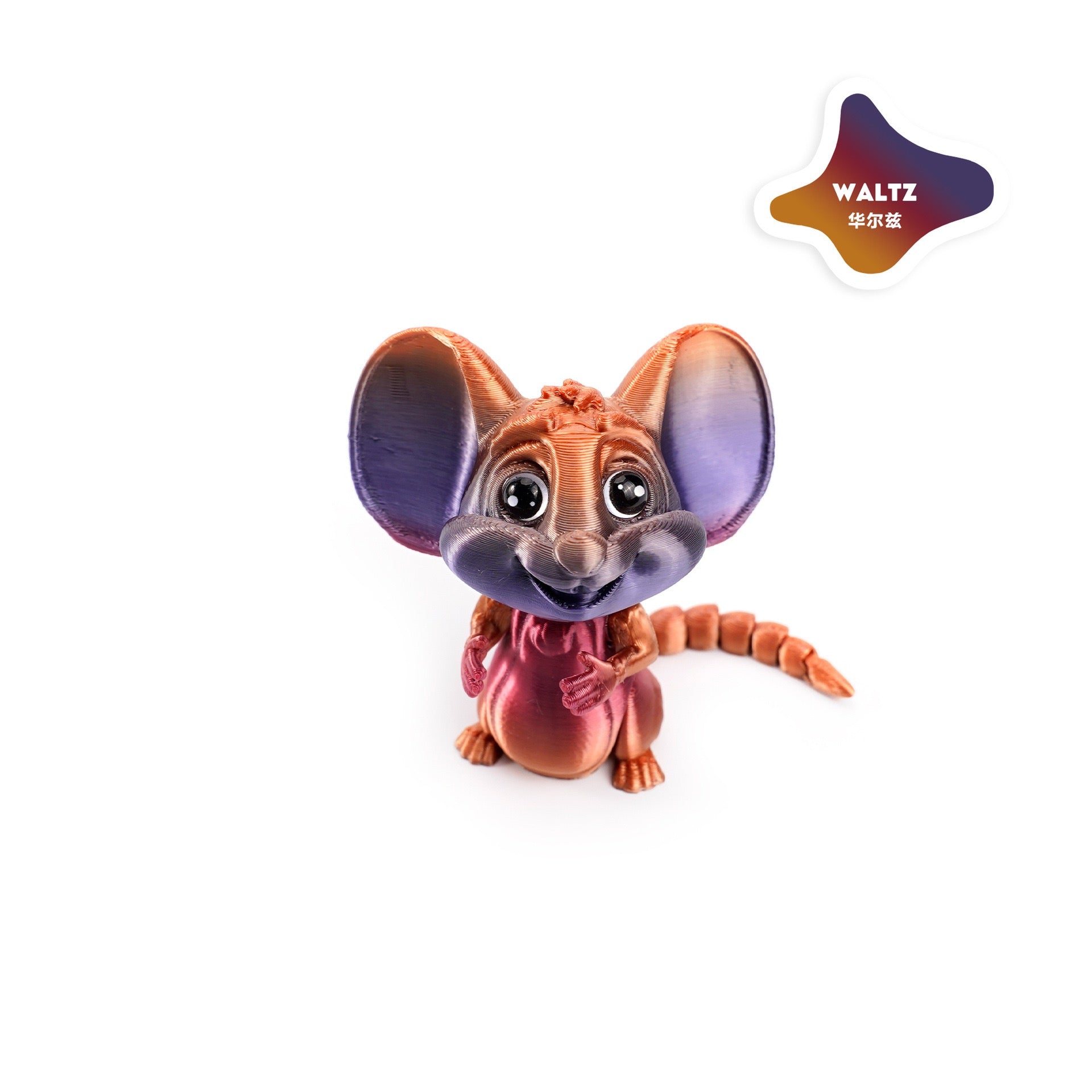 3D printed cross-border best-selling big-eared mouse cute pet figurine toy, lovely and movable with one-piece joint, creative design.