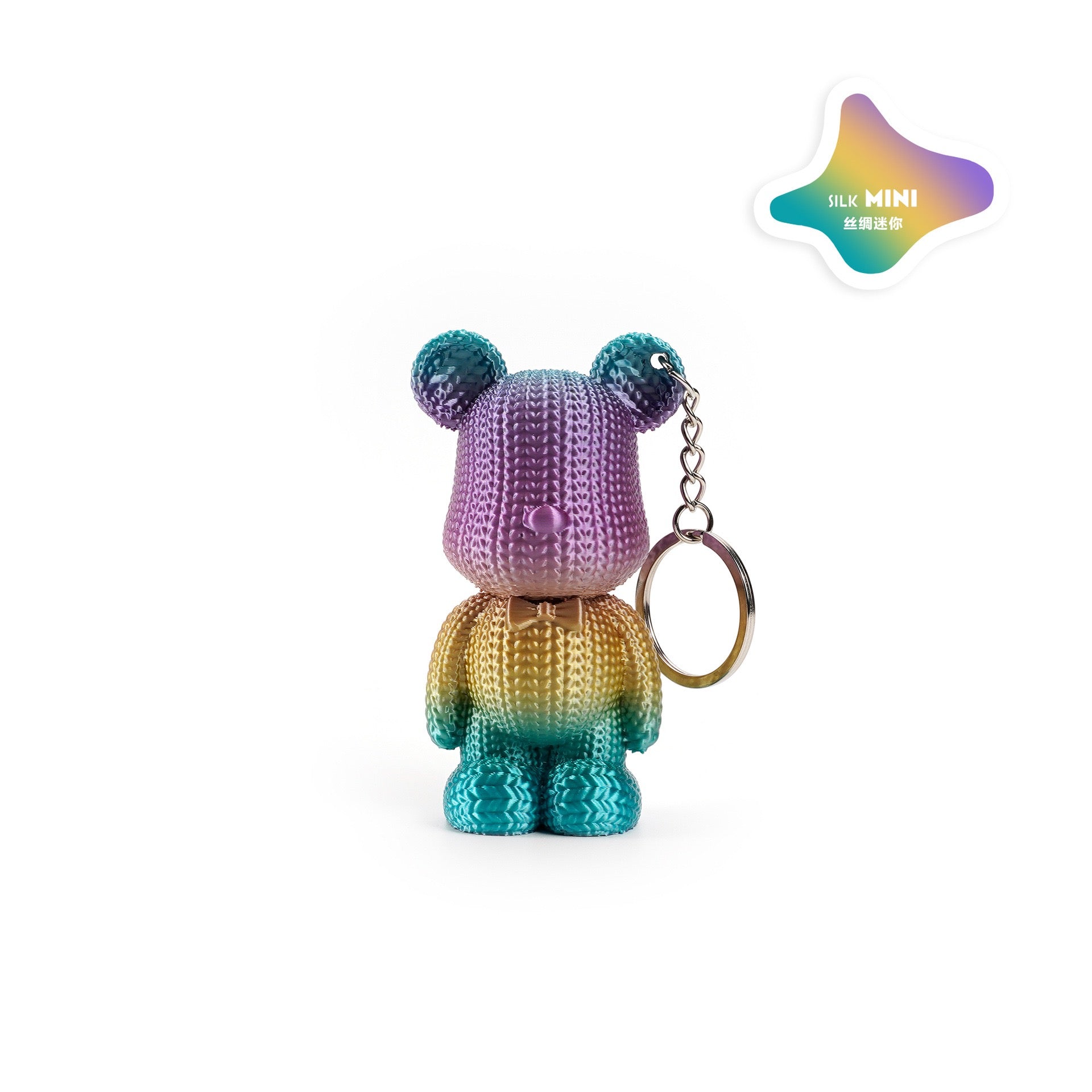 3D printed keychain pendant, cute knitted bear, multi-color gradient, cross-border bestseller, decorative item, gift