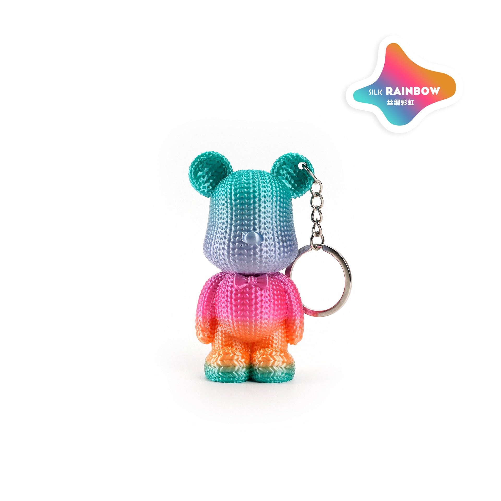 3D printed keychain pendant, cute knitted bear, multi-color gradient, cross-border bestseller, decorative item, gift