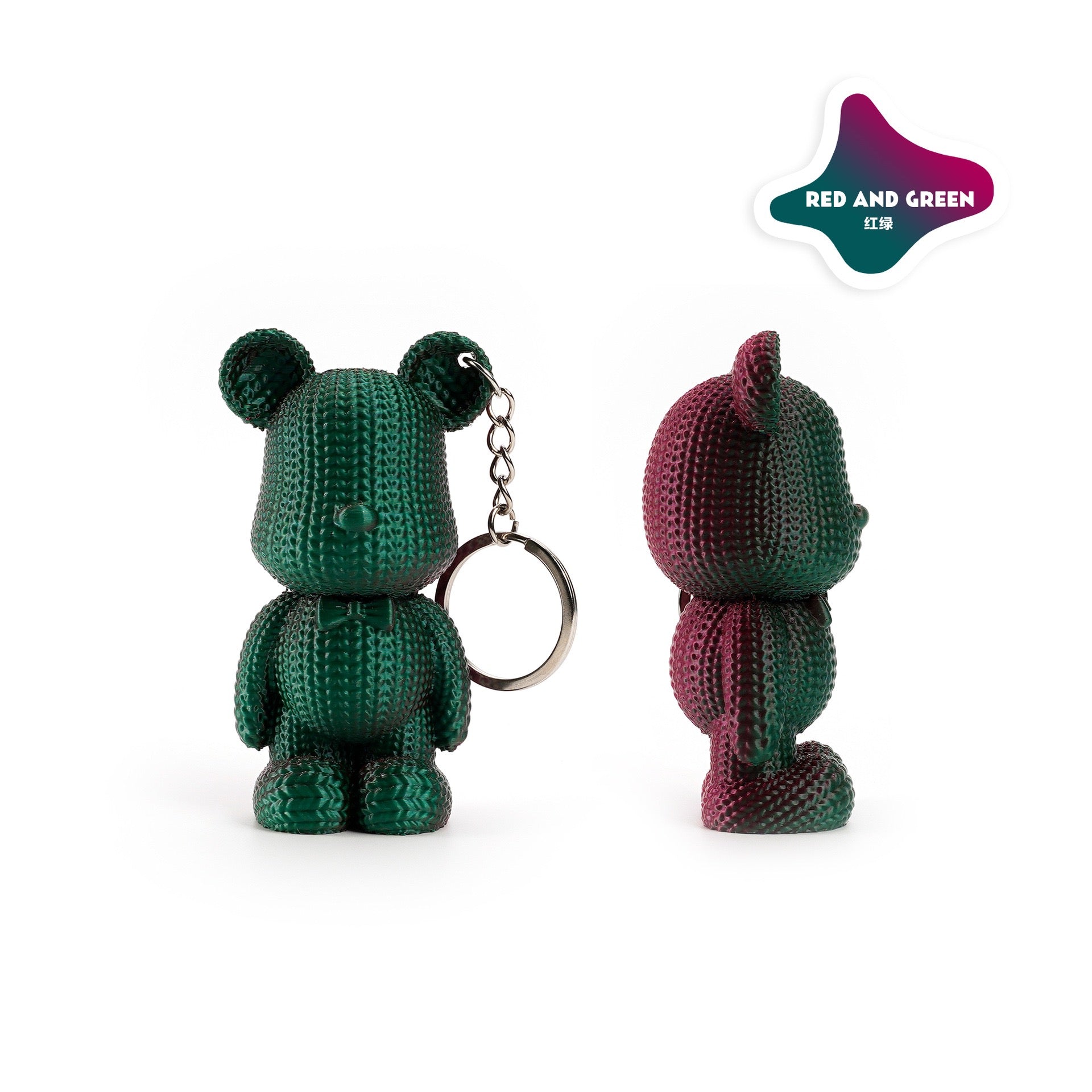 3D printed keychain pendant, cute knitted bear, multi-color gradient, cross-border bestseller, decorative item, gift