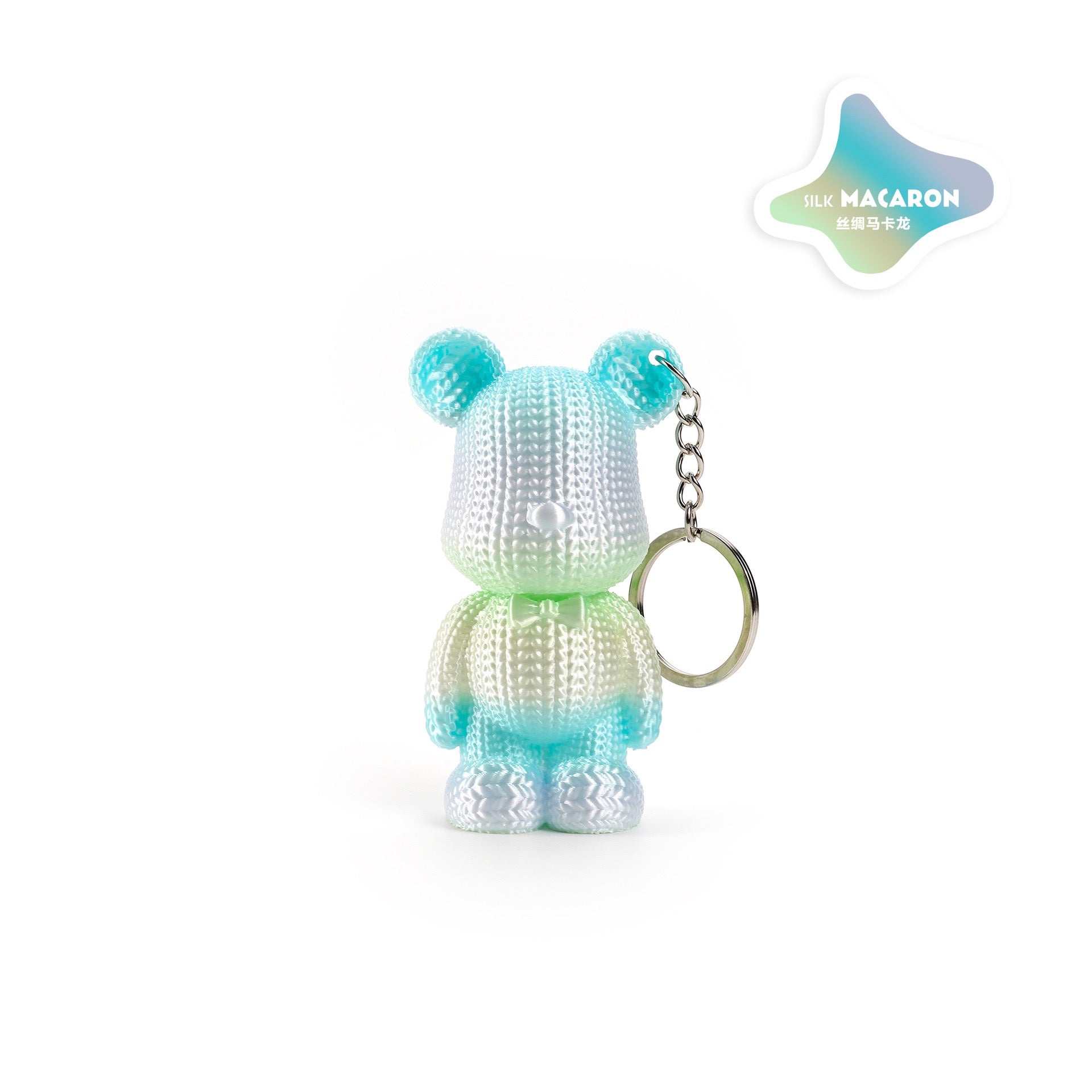 3D printed keychain pendant, cute knitted bear, multi-color gradient, cross-border bestseller, decorative item, gift