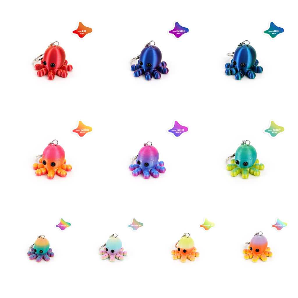 3D printed octopus keychain, ocean cartoon series, animal family, movable joints