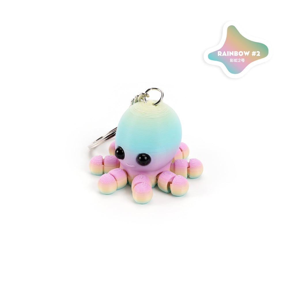 3D printed octopus keychain, ocean cartoon series, animal family, movable joints